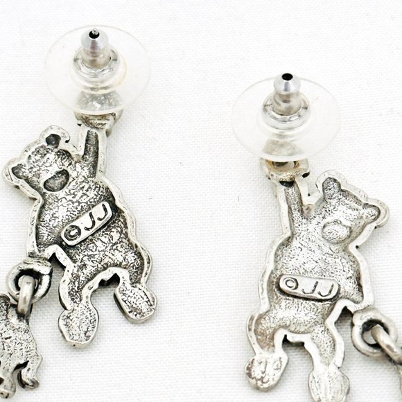 Jonette Jewelry (JJ) Bear Holding a Bear Earrings Vtg '80s - Picture 4 of 6